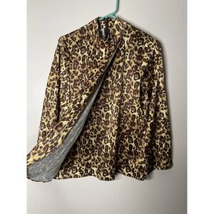 Brooke Shields Timeless Leopard Print Blouse Top Shirt Womens Size 4 Brown Silky